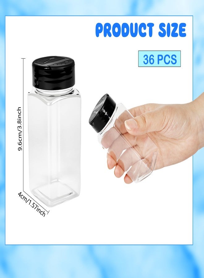 Conagel 36 Pack 3.5 oz Plastic Spice Jars with Shaker Lids Square Seasoning Containers Clear Empty Storage Spice Bottles for Spice Peppers - Image 2